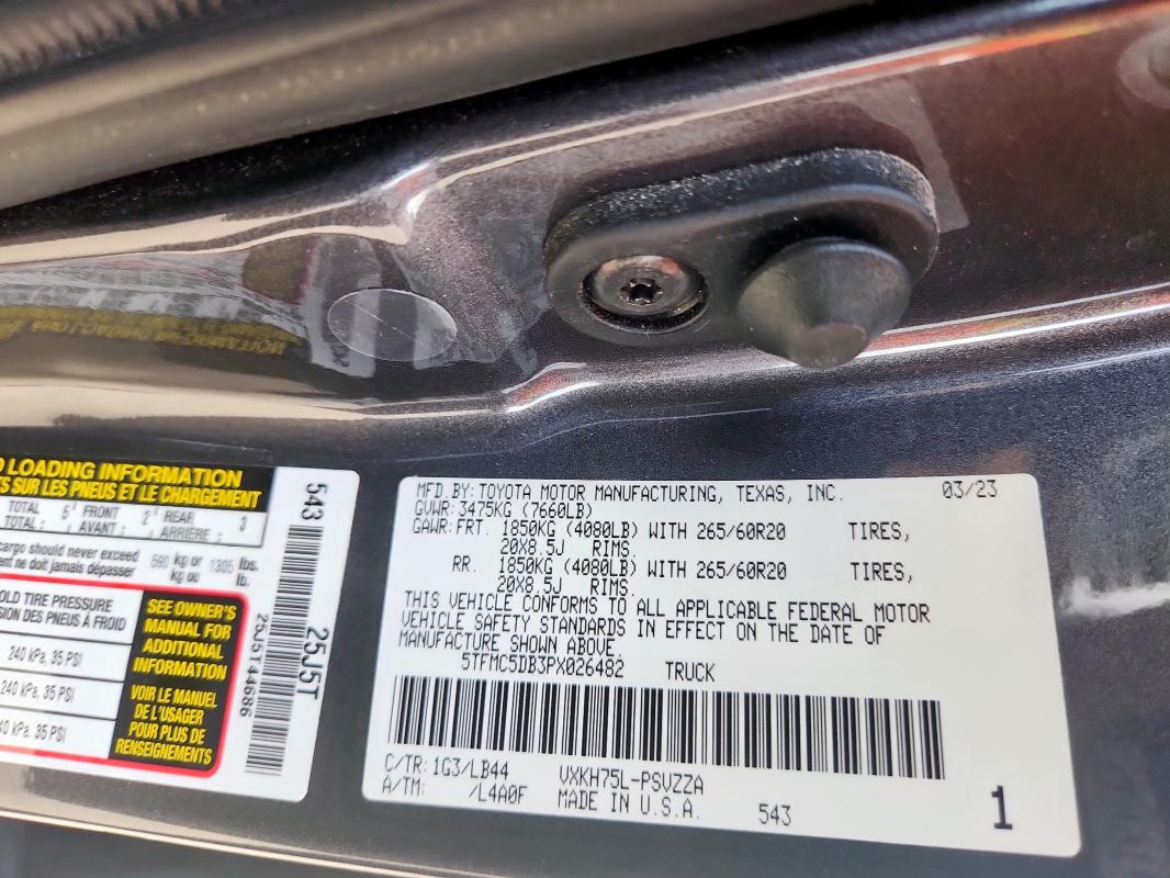 5TFMC5DB3PX026482 - 2023 TOYOTA TUNDRA CREWMAX PLATINUM ნაცრისფერი ფოტო 14