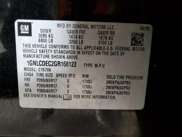 1GNLCDEC2GR168122 - 2016 CHEV TAHOE POLICE BLACK photo 13