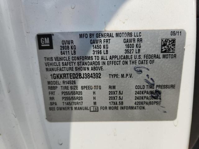 1GKKRTED2BJ384392 - 2011 GMC ACADIA DENALI 白色 照片 13