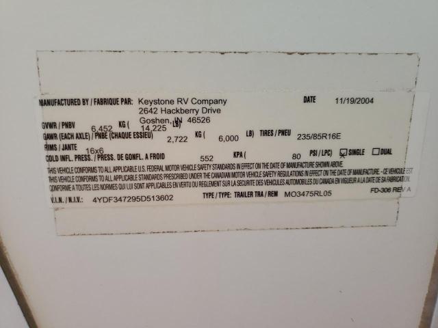 4YDF347295D513602 - 2005 KEYSTONE MONTANA 白色 照片 10