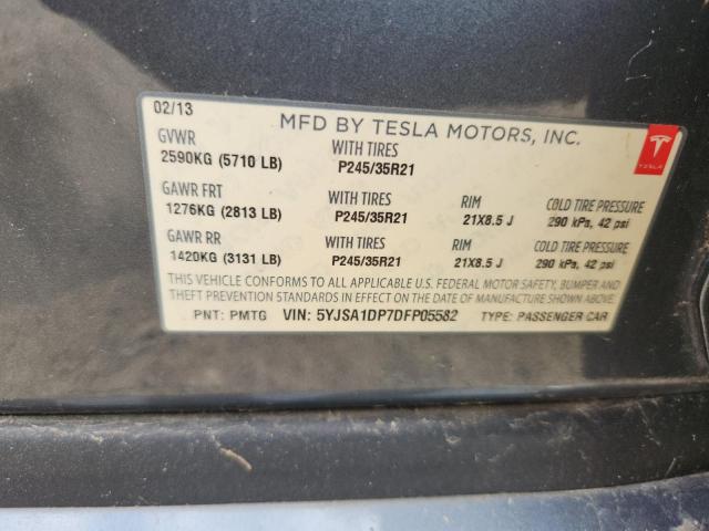 5YJSA1DP7DFP05582 - 2013 TESLA MODEL S GRAY photo 12