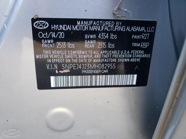 5NPEJ4J23MH082955 - 2021 HYUNDAI SONATA SEL PLUS SILVER photo 12