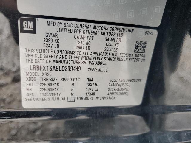 LRBFX1SA8LD209449 - 2020 BUICK ENVISION PREFERRED BLACK photo 13