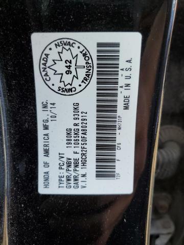 1HGCR2F50FA802912 - 2015 HONDA ACCORD SPORT შავი ფოტო 12