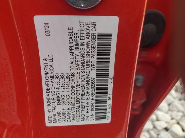 19XFL1H78RE020557 - 2024 HONDA CIVIC EXL RED photo 13