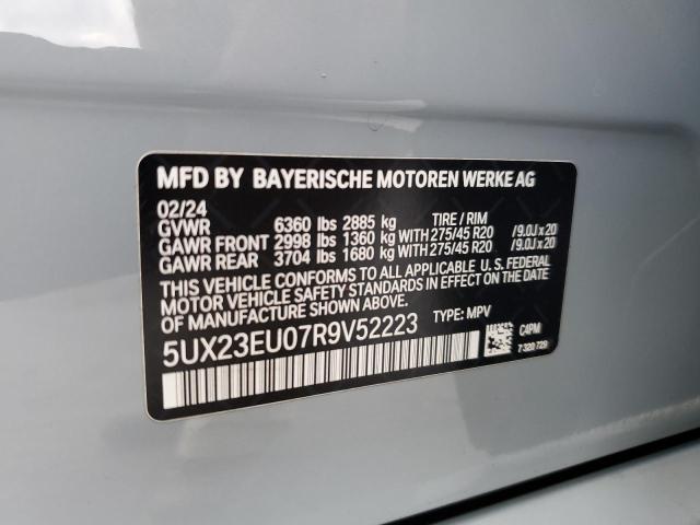 5UX23EU07R9V52223 - 2024 BMW X5 XDRIVE40I GRAY photo 14