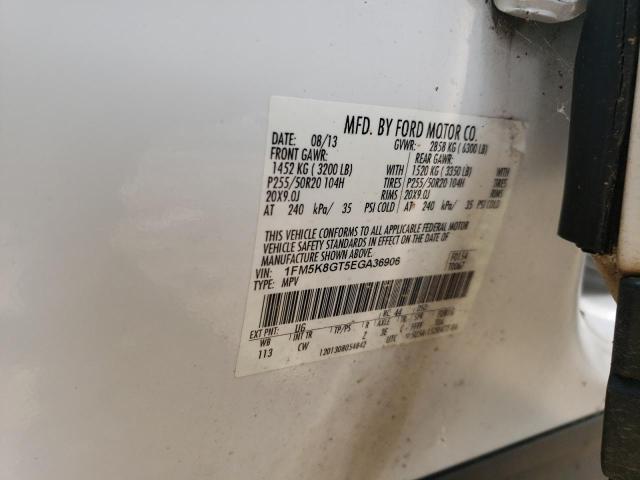 1FM5K8GT5EGA36906 - 2014 FORD EXPLORER SPORT WHITE photo 13