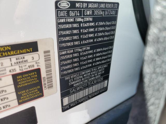 SALWR2TF7EA381609 - 2014 LAND ROVER RANGE ROVE SC WHITE photo 13