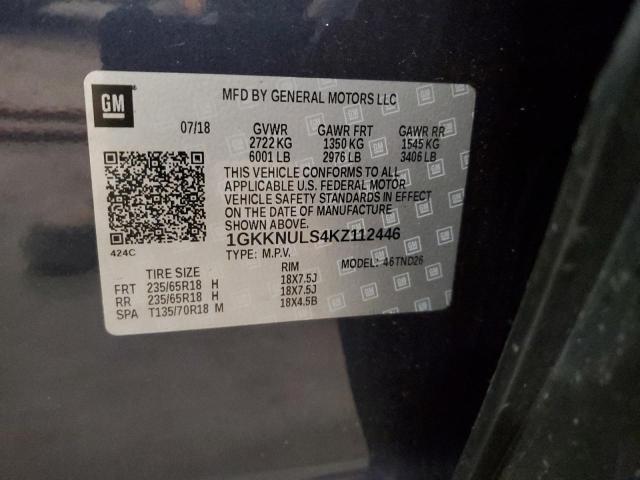 1GKKNULS4KZ112446 - 2019 GMC ACADIA SLT-1 蓝色 照片 14