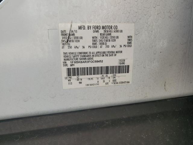 1FM5K8AR3FGC68452 - 2015 FORD EXPLORER POLICE INTERCEPTOR 双色 照片 12