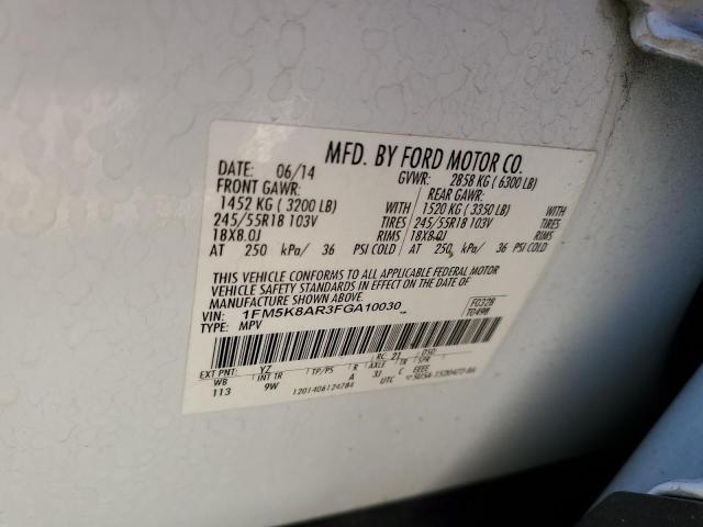 1FM5K8AR3FGA10030 - 2015 FORD EXPLORER POLICE INTERCEPTOR TWO TONE photo 13