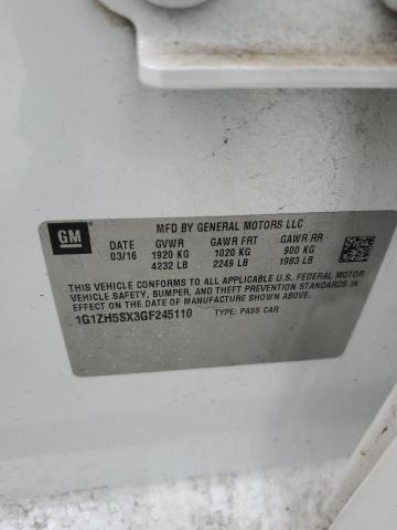 1G1ZH5SX3GF245110 - 2016 CHEVROLET MALIBU PREMIER WHITE photo 12