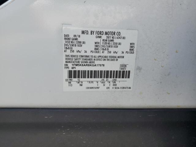 1FM5K8AR8KGA17078 - 2019 FORD EXPLORER POLICE INTERCEPTOR Zweifarbig Foto 12