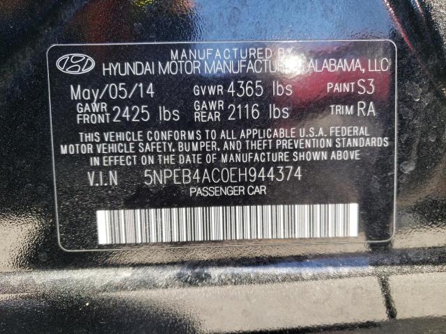 5NPEB4AC0EH944374 - 2014 HYUNDAI SONATA GLS BLACK photo 13