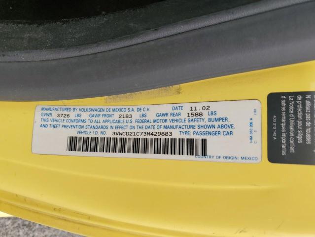 3VWCD21C73M429883 - 2003 VOLKSWAGEN NEW BEETLE GLS Sarı foto 12