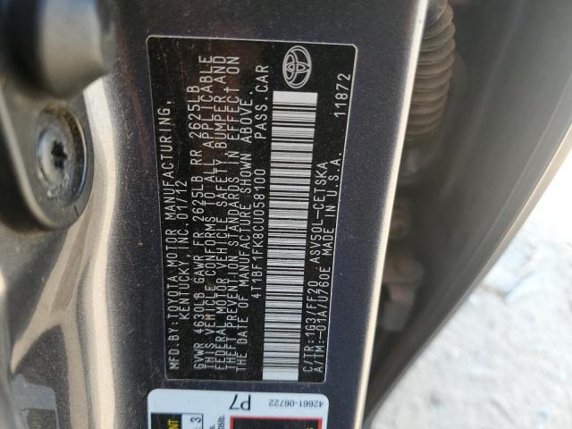 4T1BF1FK8CU058100 - 2012 TOYOTA CAMRY BASE 灰色 照片 12