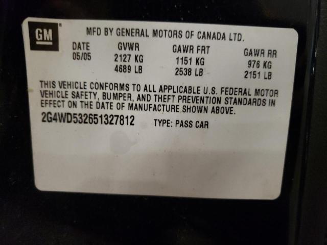 2G4WD532651327812 - 2005 BUICK LACROSSE CXL BLACK photo 12