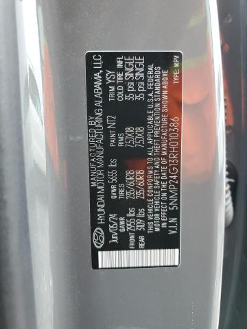 5NMP24G13RH010386 - 2024 HYUNDAI SANTA FE SEL GRAY photo 12