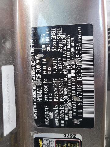 5XYZU3LB2DG005064 - 2013 HYUNDAI SANTA FE S GRAY photo 14