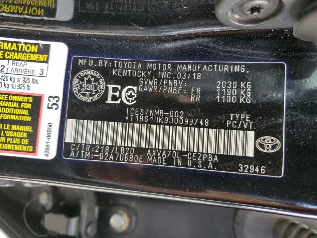 4T1B61HK9JU099748 - 2018 TOYOTA CAMRY XSE BLACK photo 13