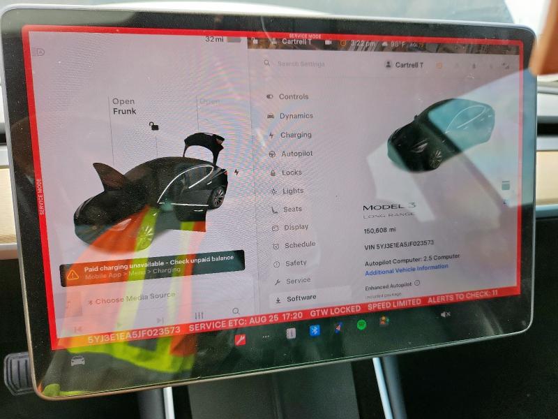 5YJ3E1EA5JF023573 - 2018 TESLA MODEL 3 შავი ფოტო 9