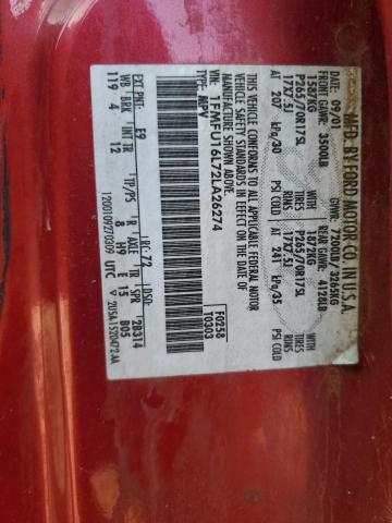 1FMFU16L72LA26274 - 2002 FORD EXPEDITION XLT RED photo 13