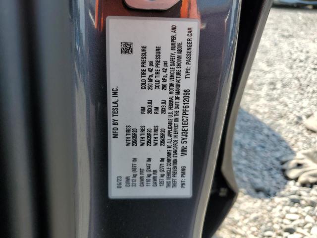 5YJ3E1EC7PF612098 - 2023 TESLA MODEL 3 Сұр фото 12