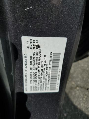 5FPYK3F50HB027639 - 2017 HONDA RIDGELINE RTL GRAY photo 12