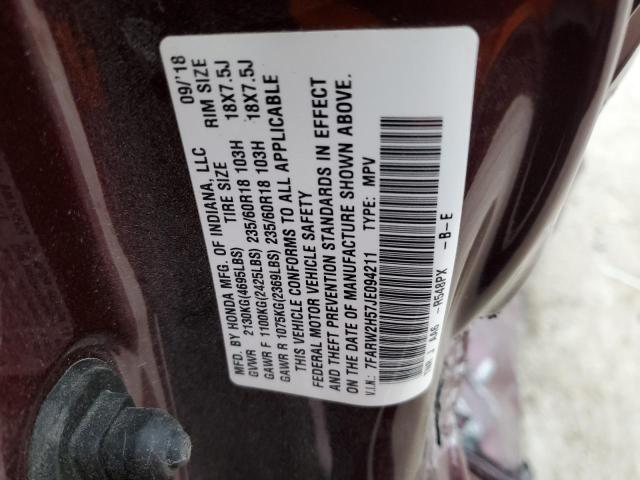 7FARW2H57JE094211 - 2018 HONDA CR-V EX MAROON photo 14