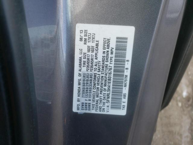 5FNRL5H41EB016767 - 2014 HONDA ODYSSEY EX GRAY photo 12