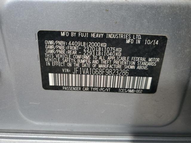 JF1VA1G68F9823286 - 2015 SUBARU WRX LIMITED SILVER photo 12