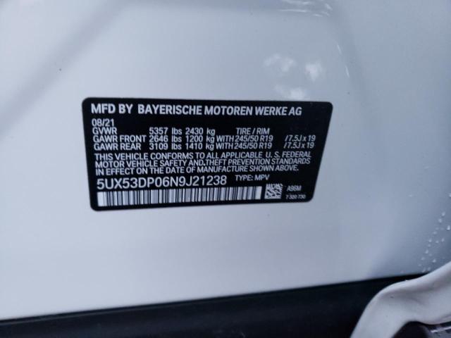 5UX53DP06N9J21238 - 2022 BMW X3 XDRIVE30I WHITE photo 13