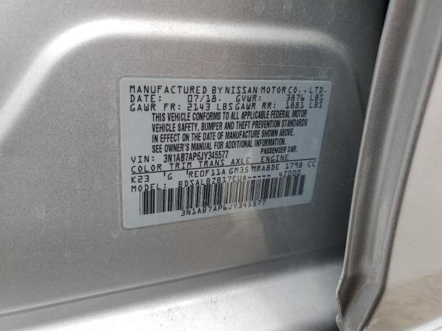 3N1AB7AP6JY345577 - 2018 NISSAN SENTRA S SILVER photo 12