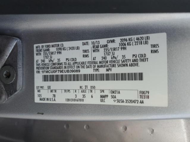 1FMCU0F79EUB39089 - 2014 FORD ESCAPE S SILVER photo 13