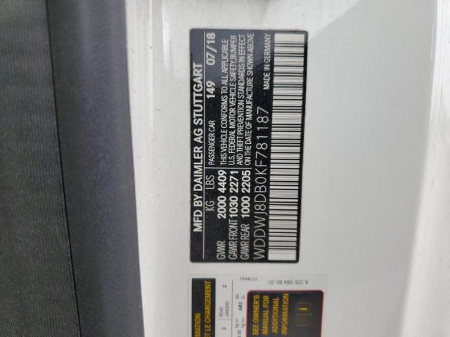 WDDWJ8DB0KF781187 - 2019 MERCEDES-BENZ C 300 Білий фото 13