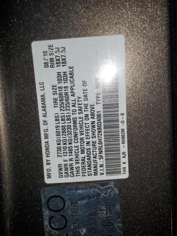 5FNRL6H72KB034061 - 2019 HONDA ODYSSEY EXL Gris foto 13