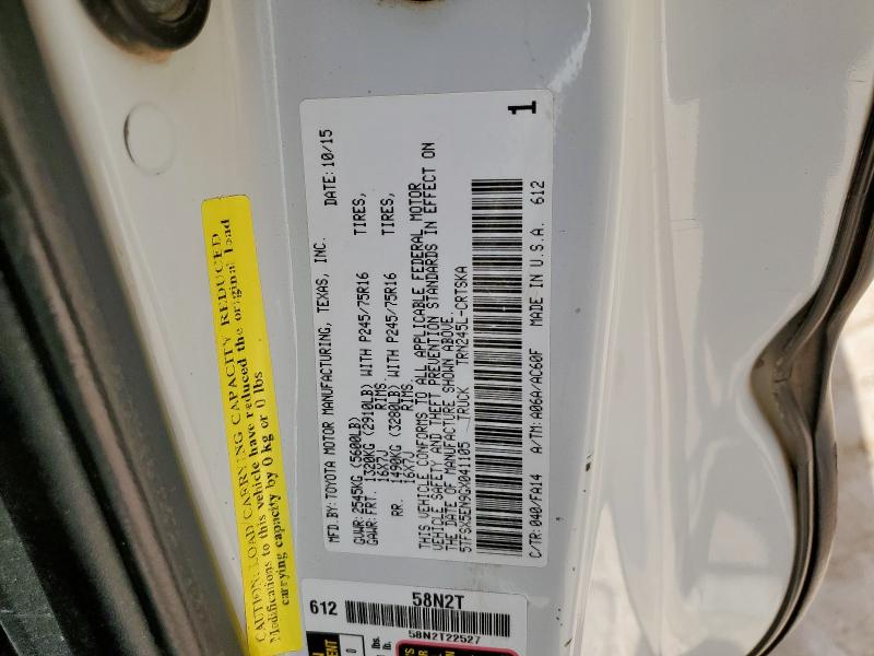 5TFSX5EN9GX041105 - 2016 TOYOTA TACOMA ACCESS CAB Белый фото 12