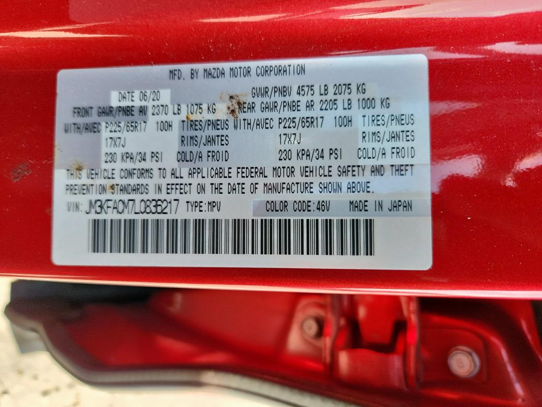 JM3KFACM7L0836217 - 2020 MAZDA CX-5 TOURING RED photo 13