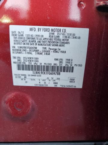 1LNHL9EK1FG604788 - 2015 LINCOLN MKS მუქწითელი ფოტო 13