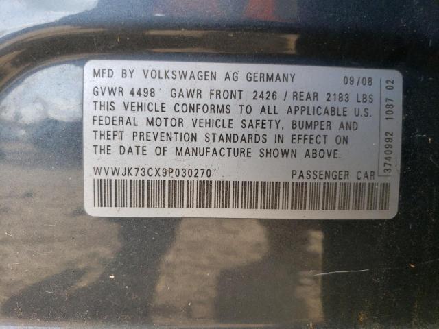 WVWJK73CX9P030270 - 2009 VOLKSWAGEN PASSAT TURBO GRAY photo 12