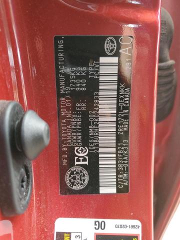 2T1BURHE2KC242833 - 2019 TOYOTA COROLLA L 红色 照片 12
