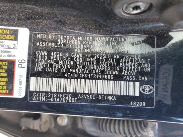 4T4BF1FK1FR447686 - 2015 TOYOTA CAMRY LE BLACK photo 12