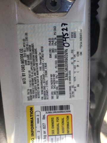 3LN6L5MUXHR602696 - 2017 LINCOLN MKZ HYBRID RESERVE WHITE photo 12