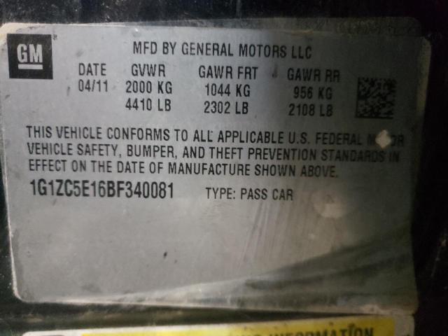 1G1ZC5E16BF340081 - 2011 CHEVROLET MALIBU 1LT BLACK photo 12