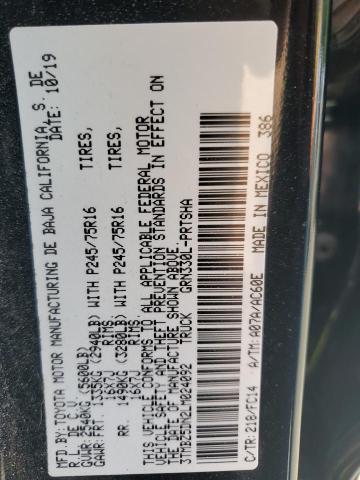 3TMBZ5DN2LM024092 - 2020 TOYOTA TACOMA DOUBLE CAB შავი ფოტო 12