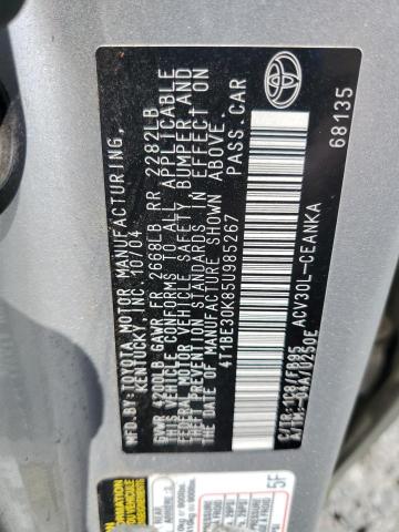 4T1BE30K85U985267 - 2005 TOYOTA CAMRY LE SILVER photo 13