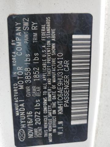 KMHTC6AE9HU310410 - 2017 HYUNDAI VELOSTER TURBO WHITE photo 13