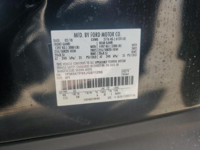 1FM5K7F8XJGB11293 - 2018 FORD EXPLORER LIMITED Чорний фото 13