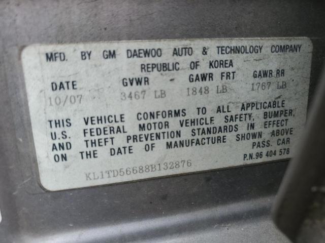 KL1TD56688B132876 - 2008 CHEVROLET AVEO BASE Boz foto 12