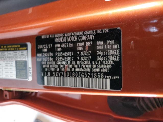 5XYZU3LB9JG521868 - 2018 HYUNDAI SANTA FE S ORANGE photo 13